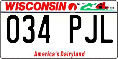 WI license plate 034PJL