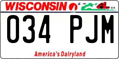 WI license plate 034PJM