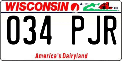 WI license plate 034PJR