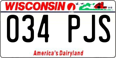 WI license plate 034PJS
