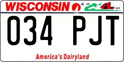 WI license plate 034PJT