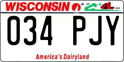 WI license plate 034PJY