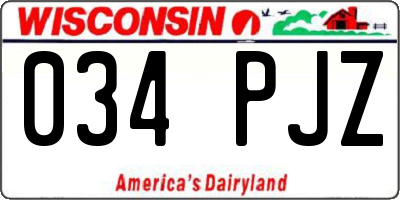 WI license plate 034PJZ
