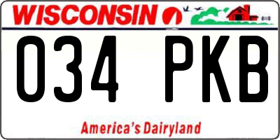 WI license plate 034PKB