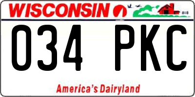 WI license plate 034PKC