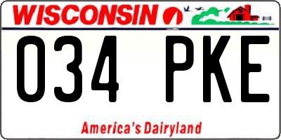 WI license plate 034PKE