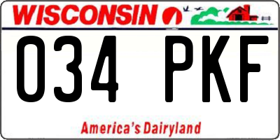 WI license plate 034PKF