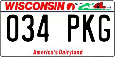 WI license plate 034PKG