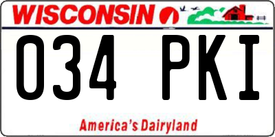 WI license plate 034PKI