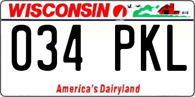 WI license plate 034PKL