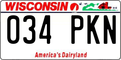 WI license plate 034PKN