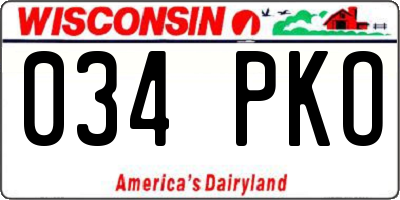 WI license plate 034PKO