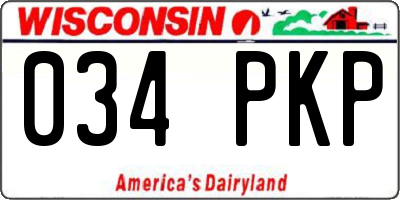 WI license plate 034PKP