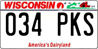 WI license plate 034PKS