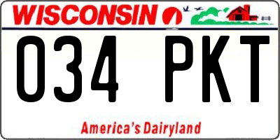 WI license plate 034PKT