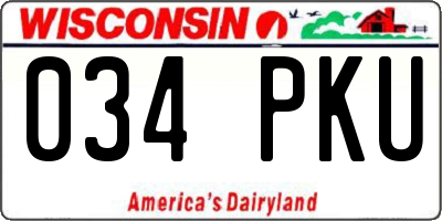 WI license plate 034PKU