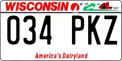WI license plate 034PKZ