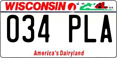 WI license plate 034PLA