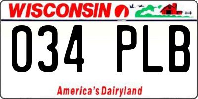 WI license plate 034PLB