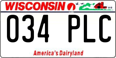 WI license plate 034PLC