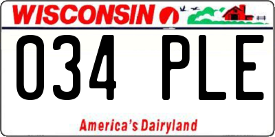 WI license plate 034PLE