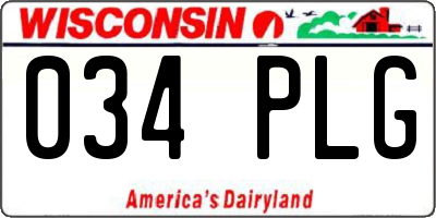 WI license plate 034PLG