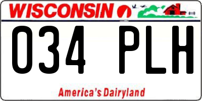 WI license plate 034PLH