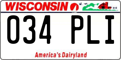 WI license plate 034PLI