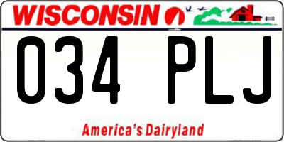 WI license plate 034PLJ
