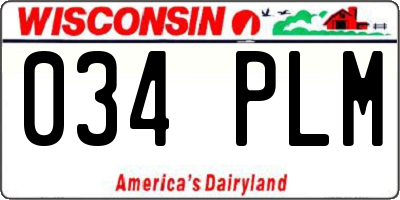 WI license plate 034PLM