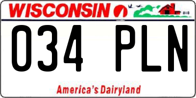 WI license plate 034PLN