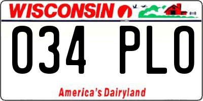 WI license plate 034PLO