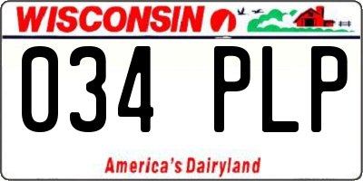 WI license plate 034PLP
