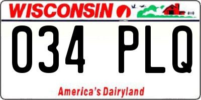 WI license plate 034PLQ