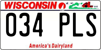 WI license plate 034PLS