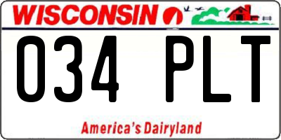 WI license plate 034PLT