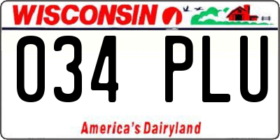 WI license plate 034PLU