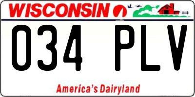 WI license plate 034PLV
