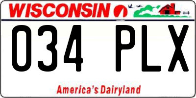 WI license plate 034PLX