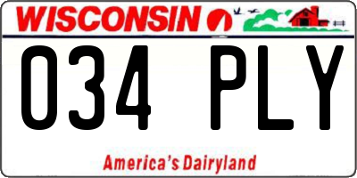 WI license plate 034PLY