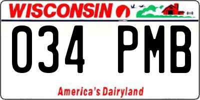 WI license plate 034PMB