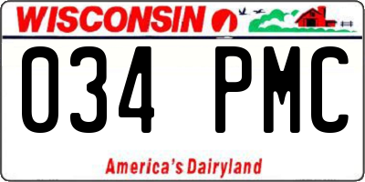 WI license plate 034PMC