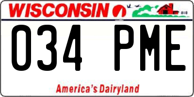 WI license plate 034PME