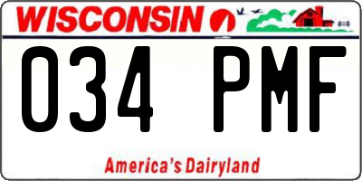 WI license plate 034PMF