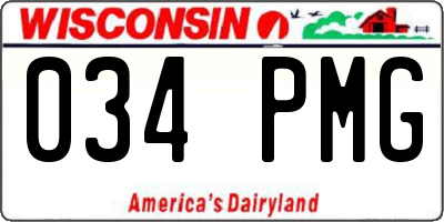 WI license plate 034PMG
