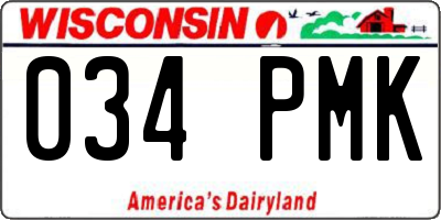 WI license plate 034PMK