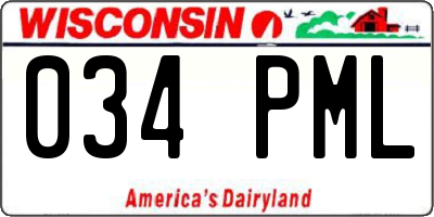 WI license plate 034PML