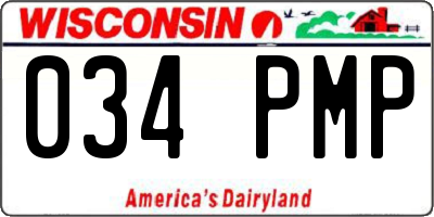 WI license plate 034PMP