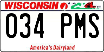 WI license plate 034PMS
