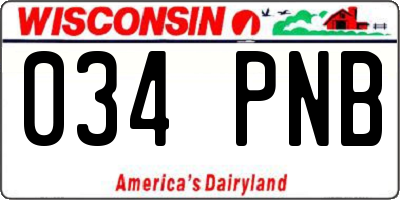 WI license plate 034PNB